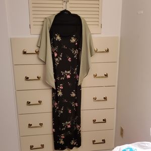 Ladies Arianna Long Black/Green/Pink Dress w/Stole